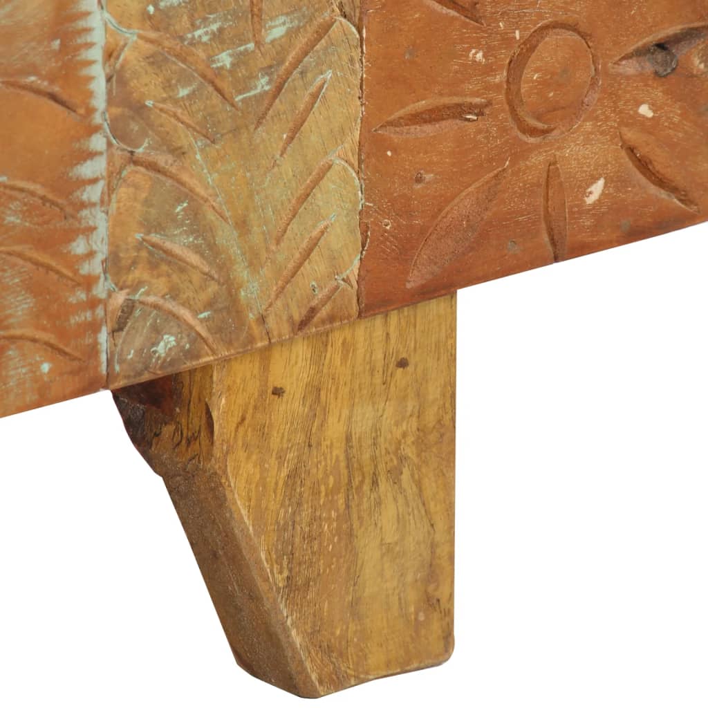 TV cabinet hand carved 120x30x40 cm solid reclaimed wood