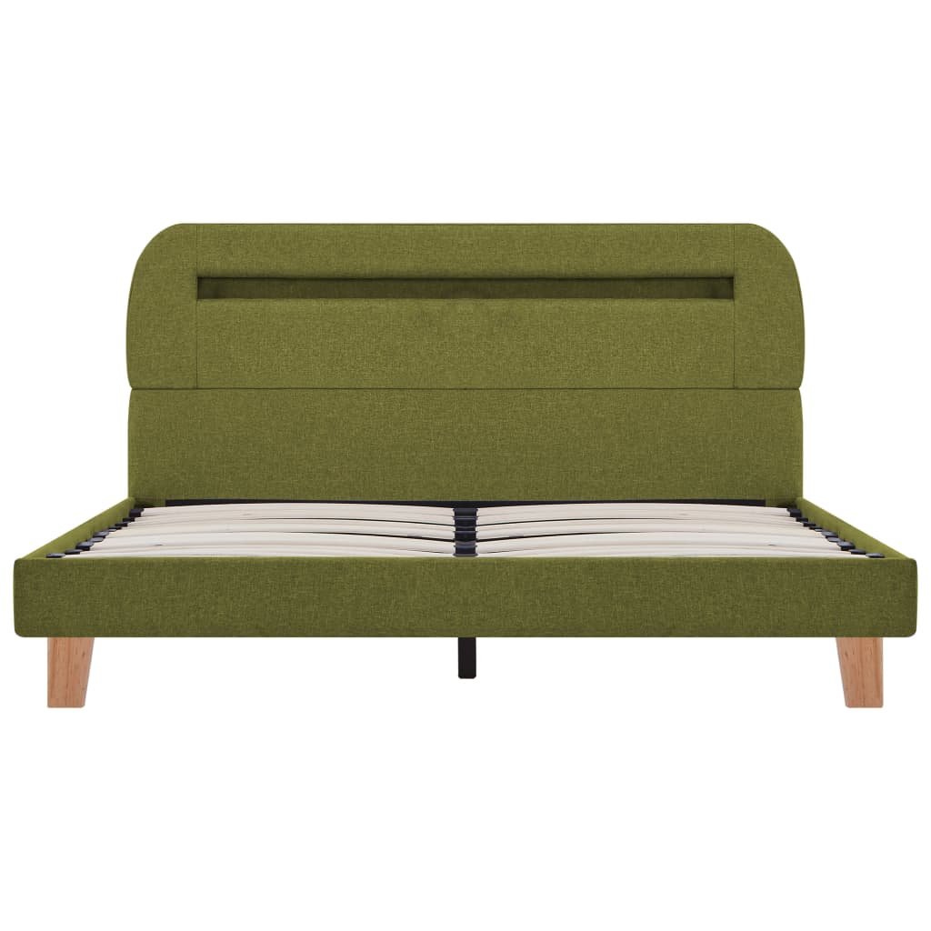 Okvir kreveta s LED zelenom tkaninom 140x200 cm