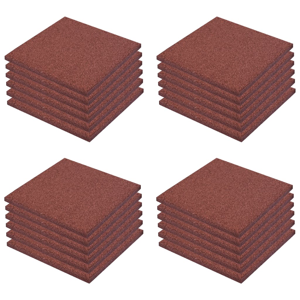 Fall protection tiles 24 pcs. Rubber 50 x 50 x 3 cm Red