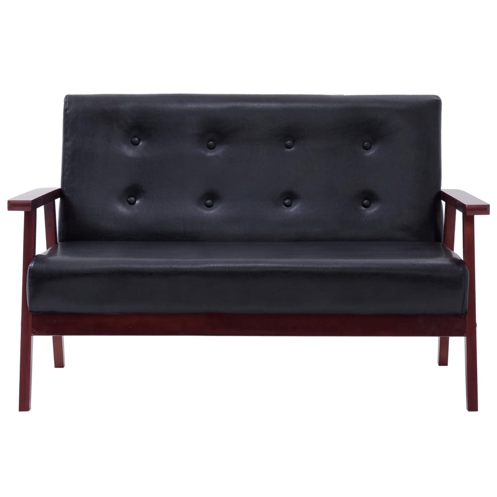 2-seater sofa black faux leather