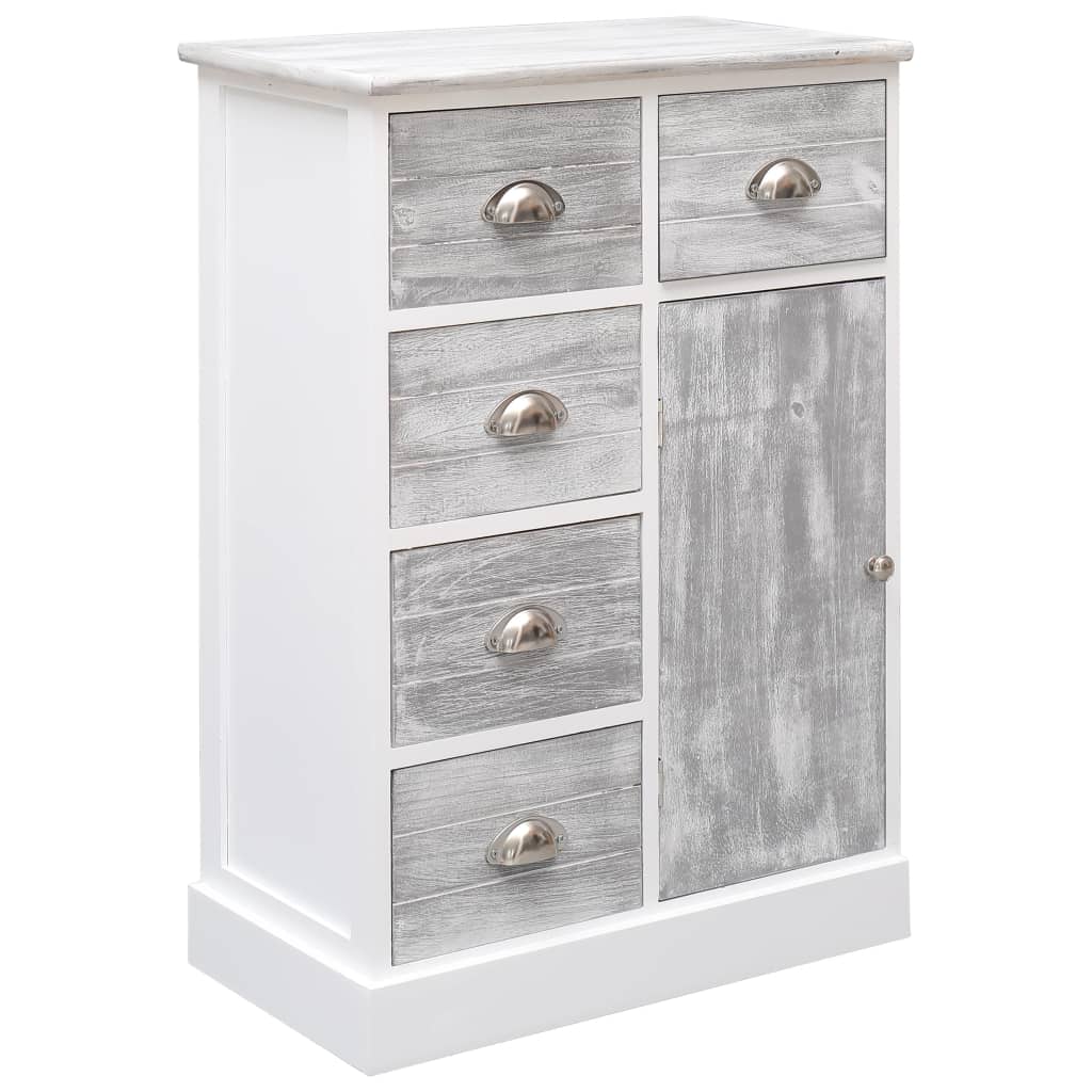 Komoda s 10 ladica siva 113x30x79 cm drvo