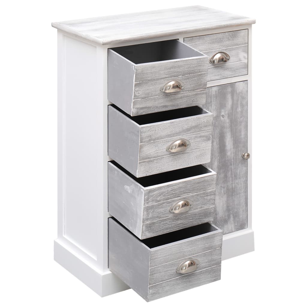 Komoda s 10 ladica siva 113x30x79 cm drvo