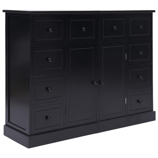Sideboard with 10 drawers Black 113x30x79 cm Wood