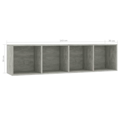 Bookcase/TV cabinet concrete grey 143×30×36 cm