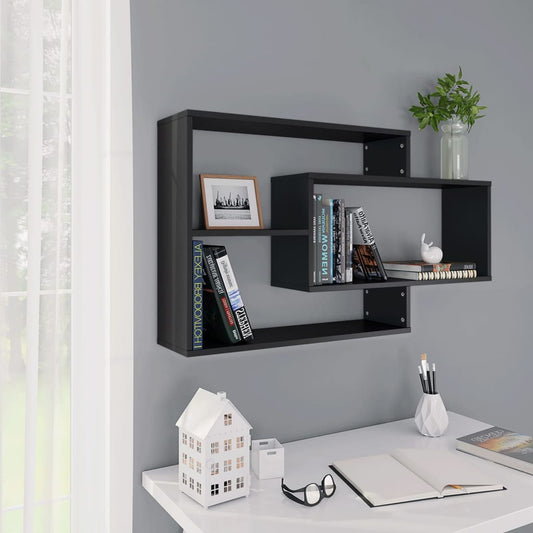 Wall shelves black 104x20x58,5 cm wood material
