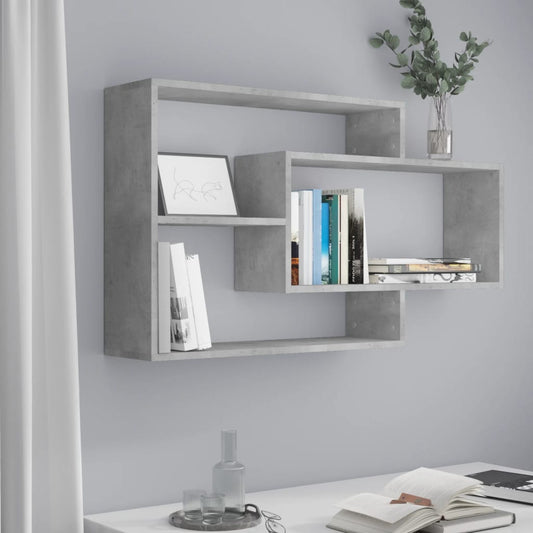 Wall shelves concrete grey 104x20x58.5 cm wood material