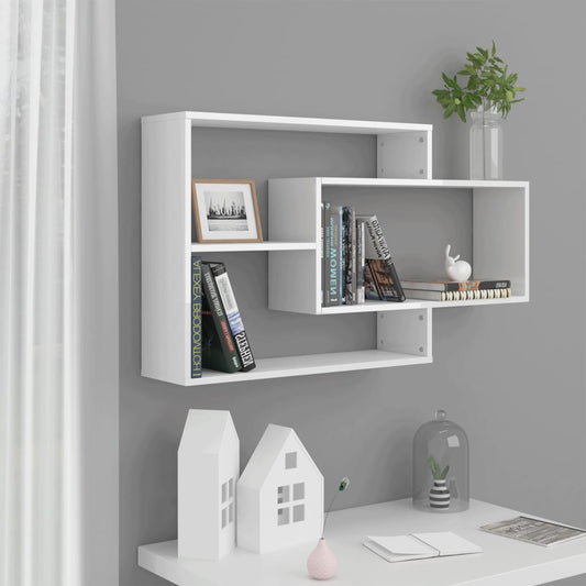 Wall shelves high gloss white 104x20x58,5 cm wood material