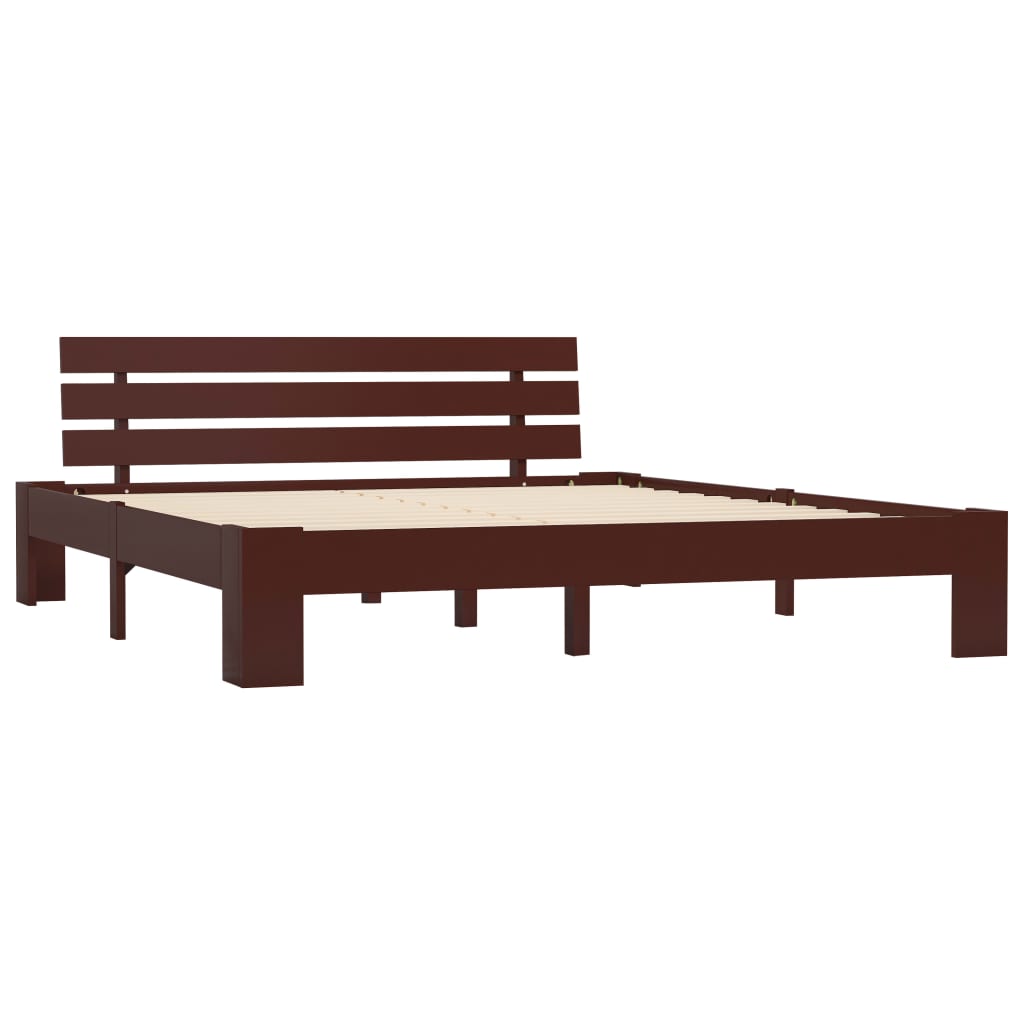 Solid wood bed dark brown pine 180x200 cm
