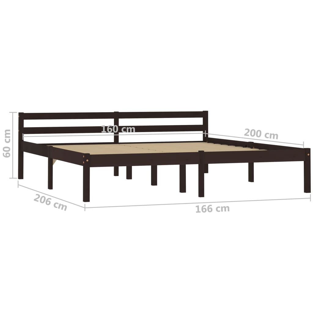 Solid wood bed dark brown pine 160x200 cm