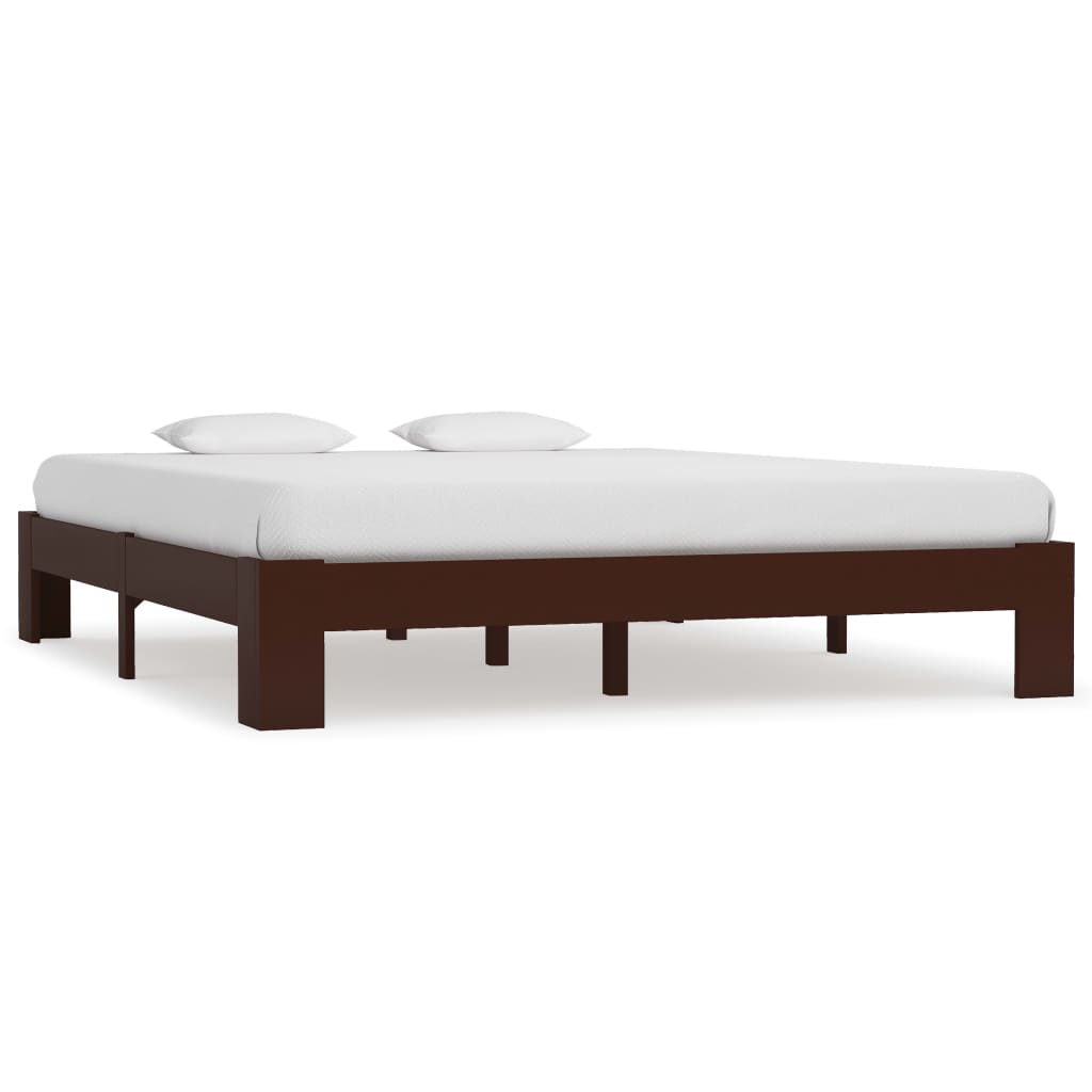 Solid wood bed dark brown pine 160x200 cm
