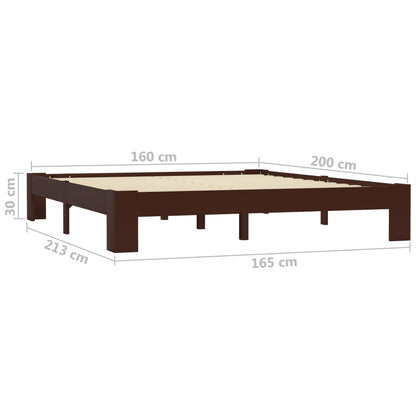 Solid wood bed dark brown pine 160x200 cm