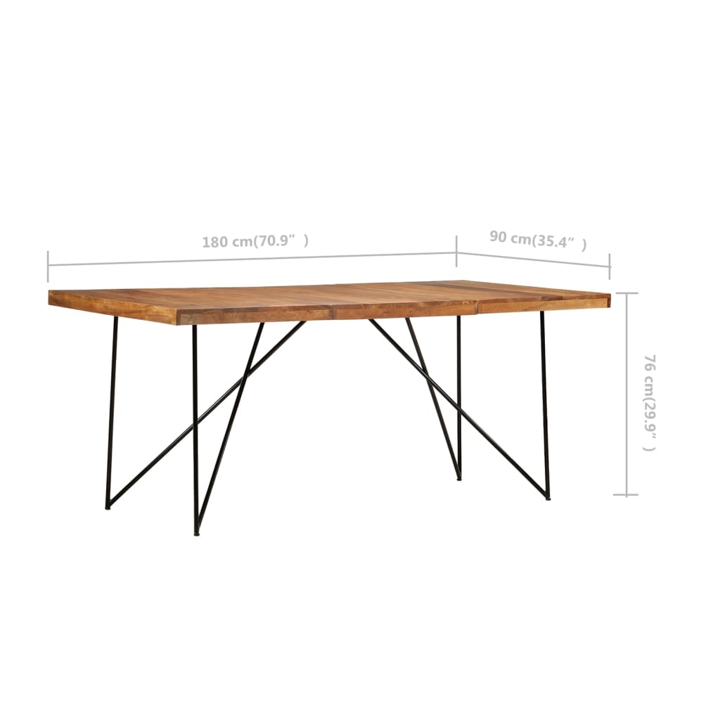 Dining table 180 x 90 x 76 cm solid acacia wood