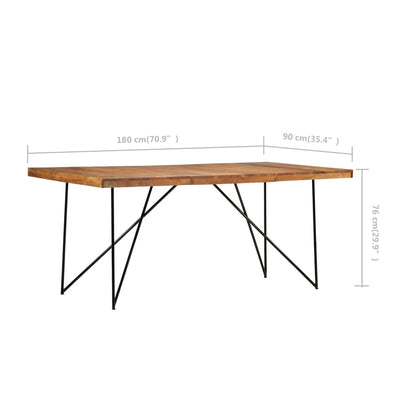Dining table 180 x 90 x 76 cm solid acacia wood