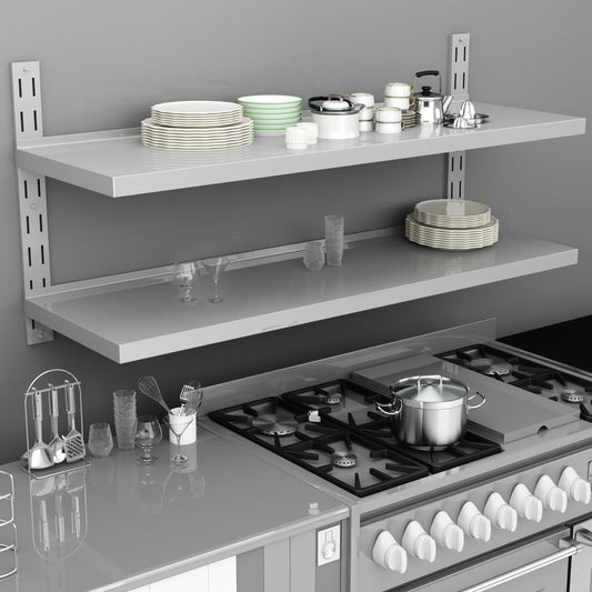 2-tier wall shelf stainless steel 150 x 30 cm