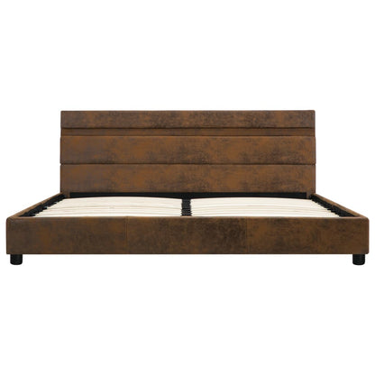 Okvir kreveta s LED smeđom tkaninom 140x200 cm