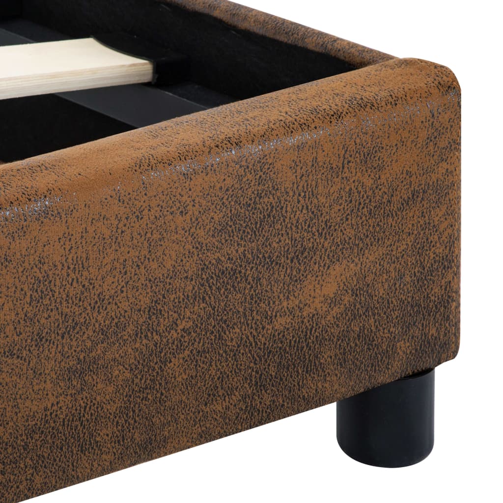 Okvir kreveta s LED smeđom tkaninom 140x200 cm