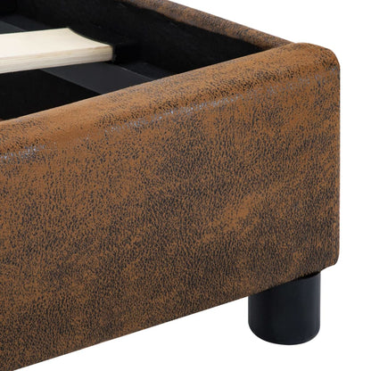 Okvir kreveta s LED smeđom tkaninom 140x200 cm