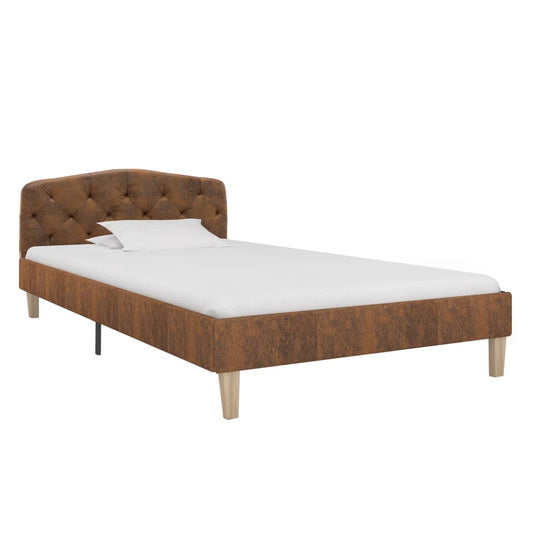 Bed frame brown suede look 90x200 cm