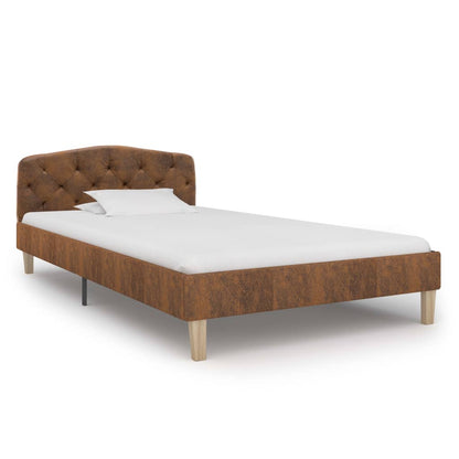 Bed frame brown suede look 90x200 cm