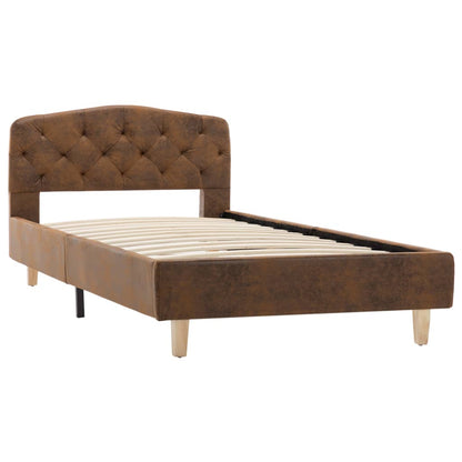 Bed frame brown suede look 90x200 cm