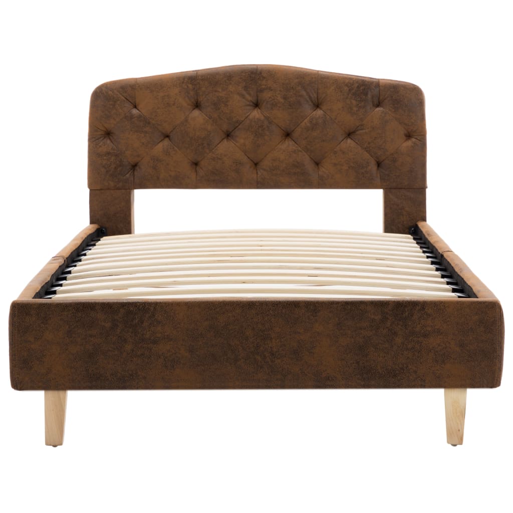 Bed frame brown suede look 90x200 cm