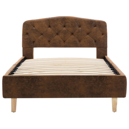 Bed frame brown suede look 90x200 cm