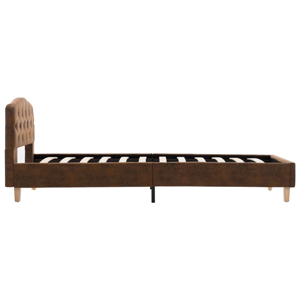 Bed frame brown suede look 90x200 cm