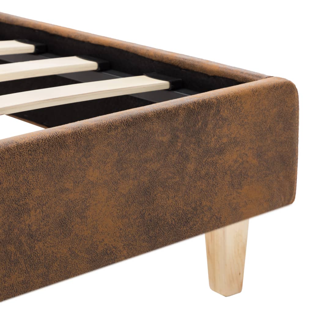 Bed frame brown suede look 90x200 cm