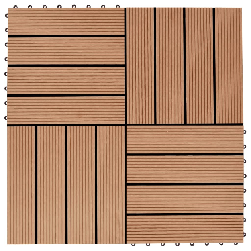 22 pcs. terrace tiles 30 x 30 cm 2 sqm WPC teak wood color