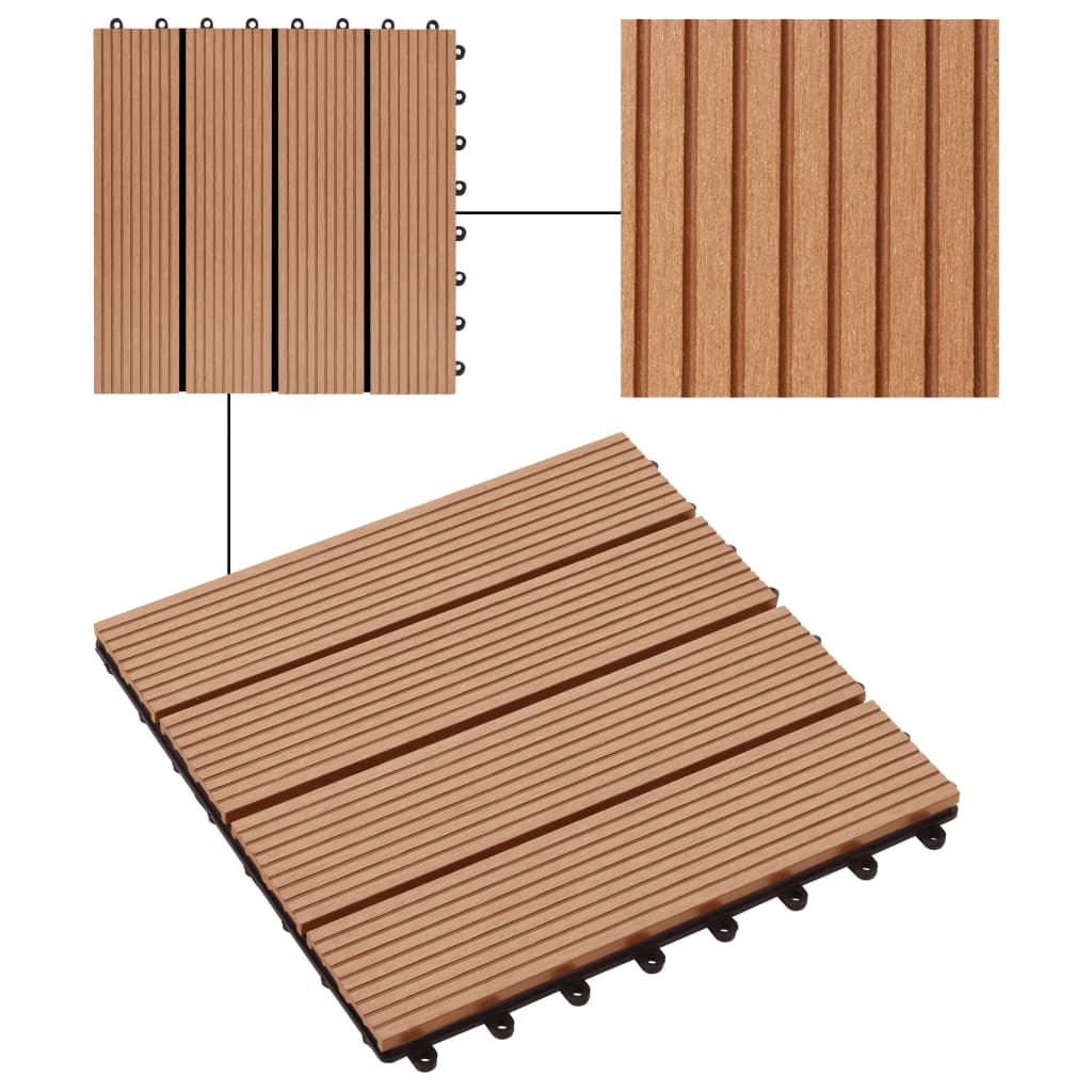 22 pcs. terrace tiles 30 x 30 cm 2 sqm WPC teak wood color
