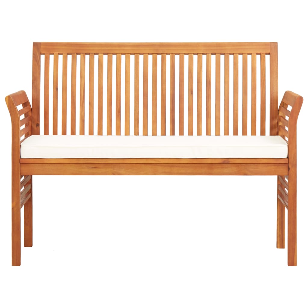 2-seater garden bench with cushion 120 cm solid acacia wood