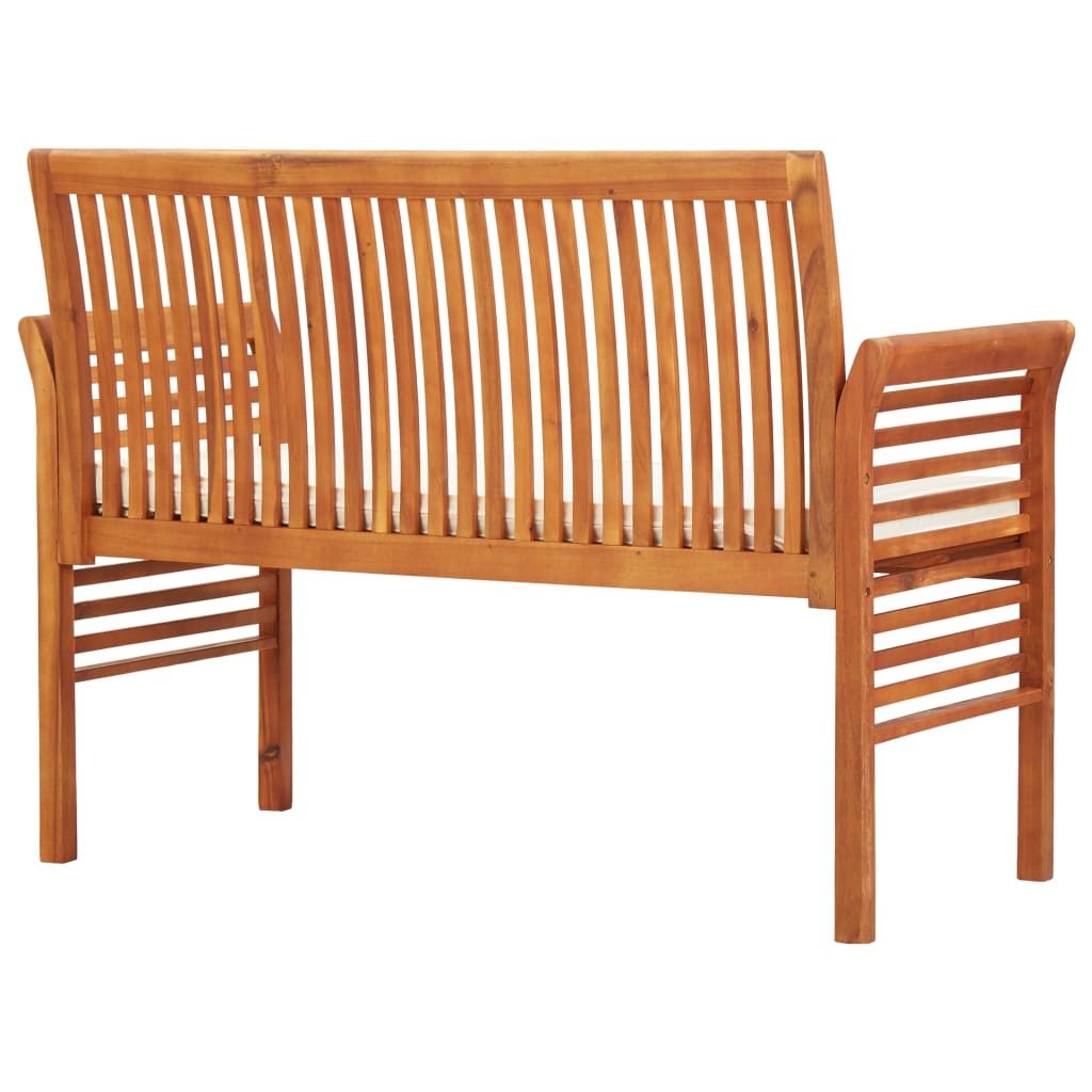 2-seater garden bench with cushion 120 cm solid acacia wood