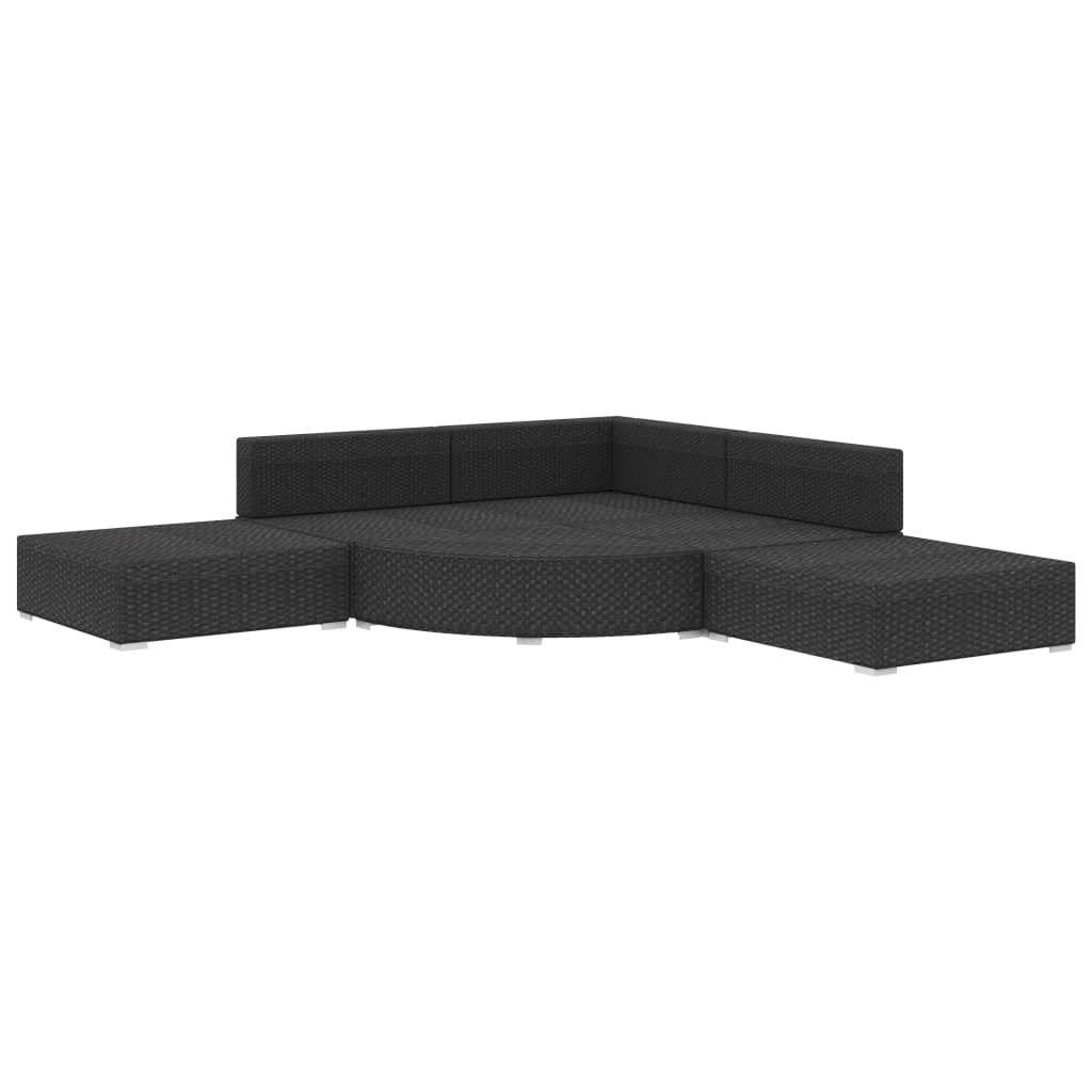 6-piece garden lounge set with cushions poly rattan black