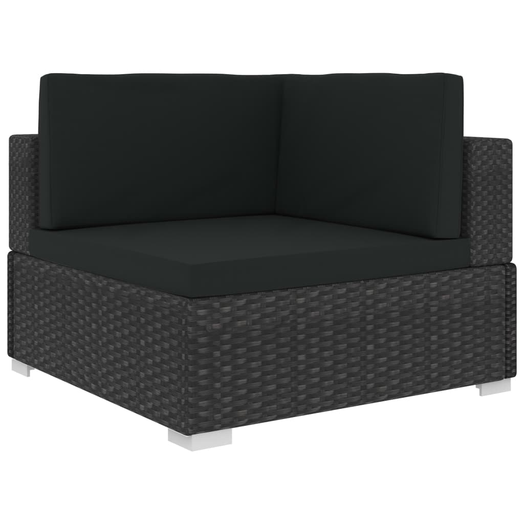 6-piece garden lounge set with cushions poly rattan black