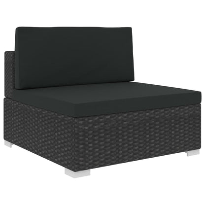 6-piece garden lounge set with cushions poly rattan black