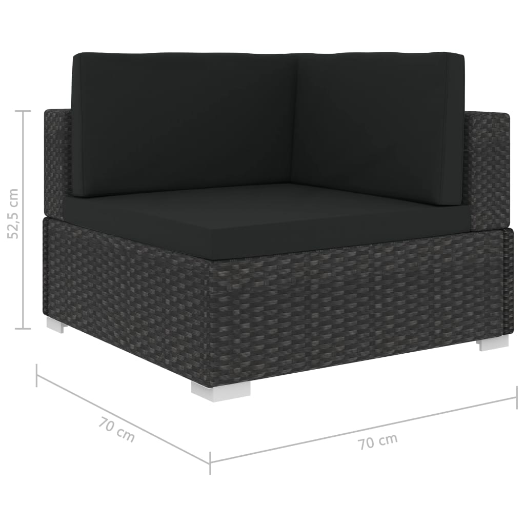 6-piece garden lounge set with cushions poly rattan black