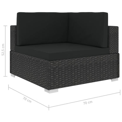 6-piece garden lounge set with cushions poly rattan black