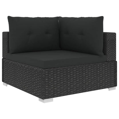 10-piece garden lounge set with cushions poly rattan black