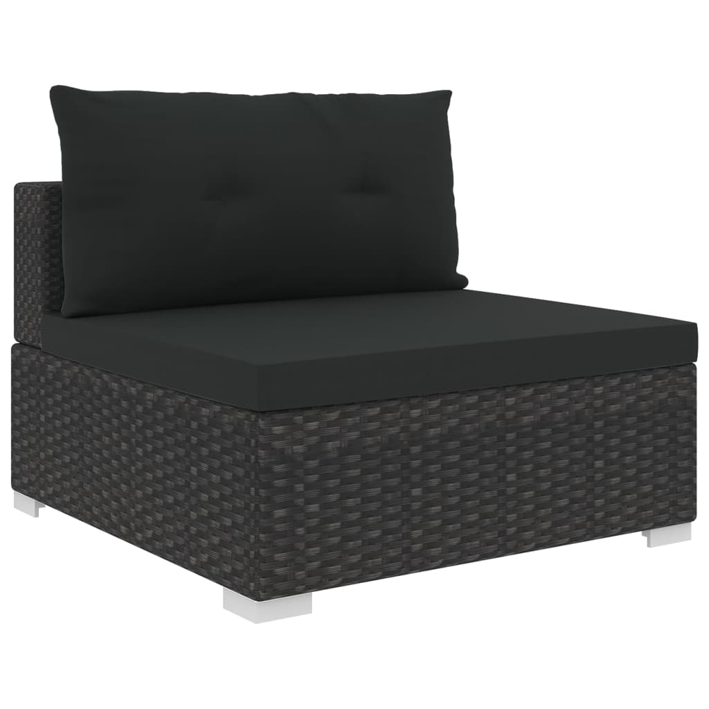 10-piece garden lounge set with cushions poly rattan black