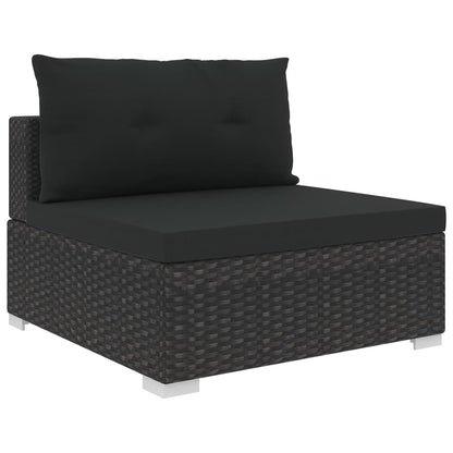 10-piece garden lounge set with cushions poly rattan black