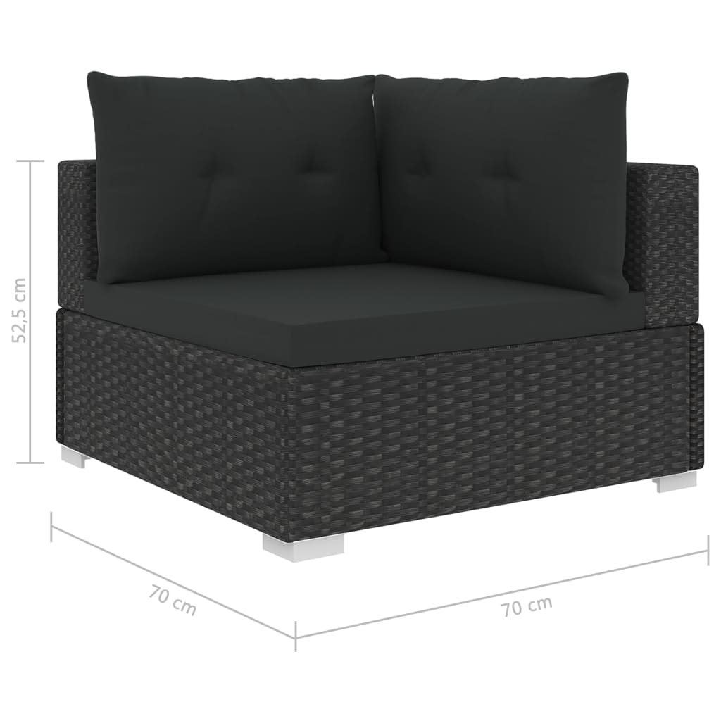 10-piece garden lounge set with cushions poly rattan black