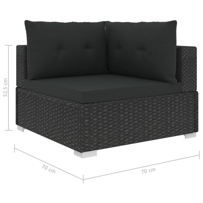 10-piece garden lounge set with cushions poly rattan black