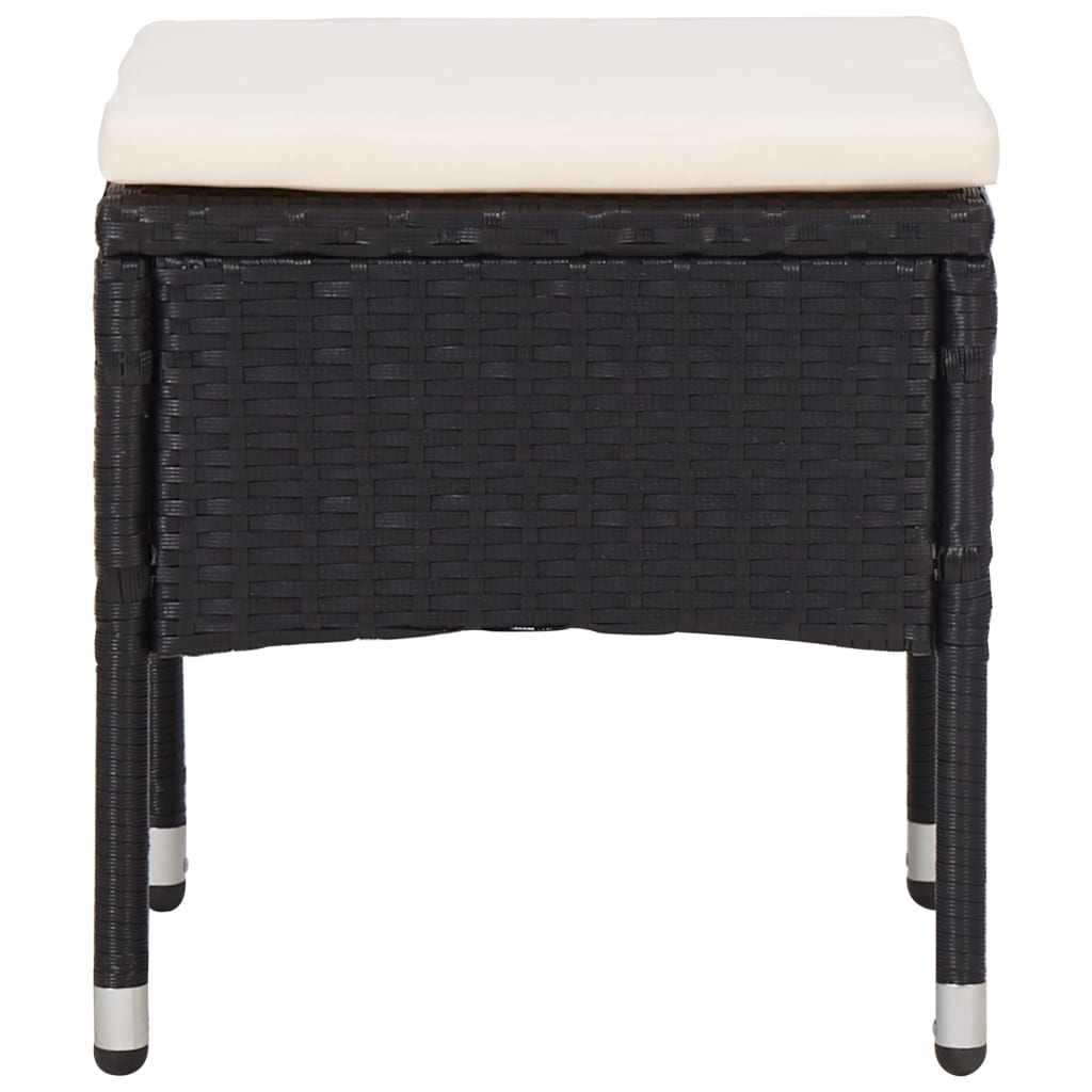 5 kom. Vrtni blagovaonski set od crnog poliratana i stakla