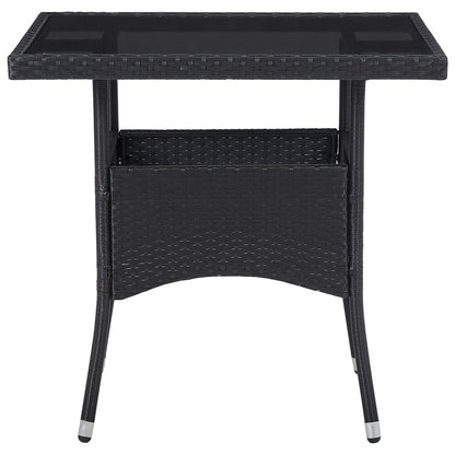 5 kom. Vrtni blagovaonski set od crnog poliratana i stakla