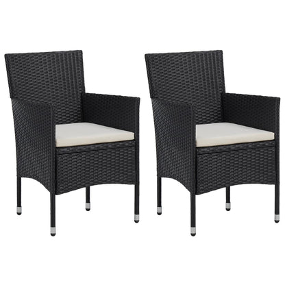 Garden Dining Chairs 2 pcs. Poly Rattan Black