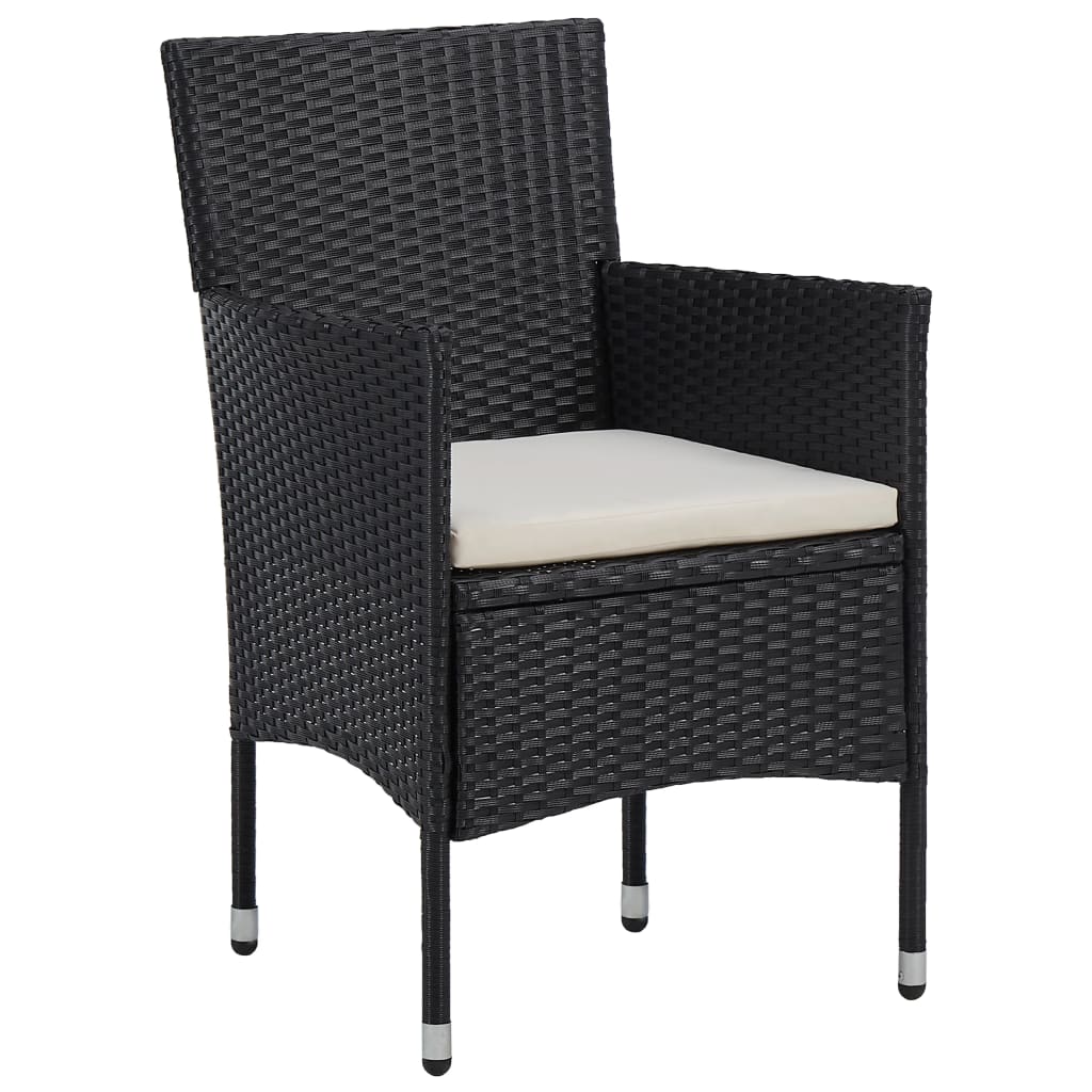 Garden Dining Chairs 2 pcs. Poly Rattan Black