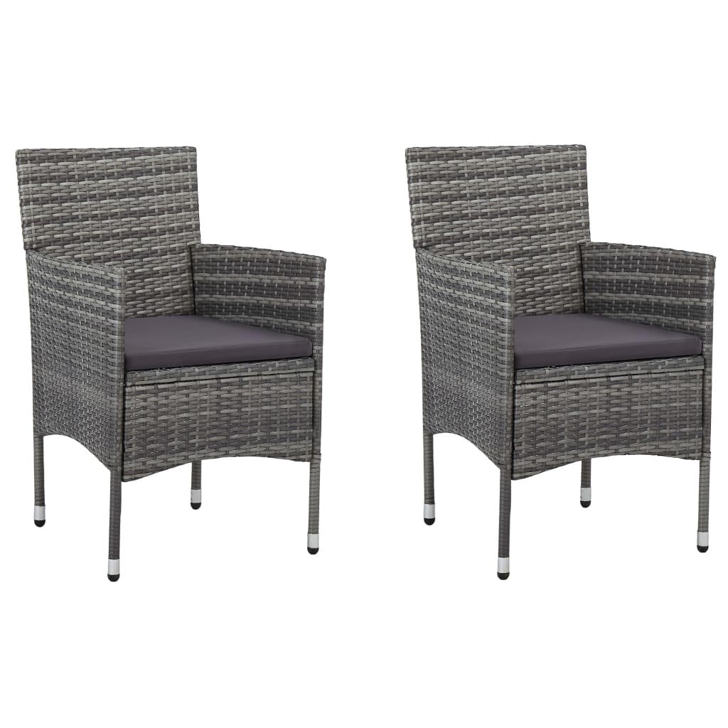 Garden Dining Chairs 2 pcs. Poly Rattan Grey