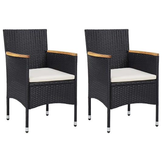 Garden Dining Chairs 2 pcs. Poly Rattan Black