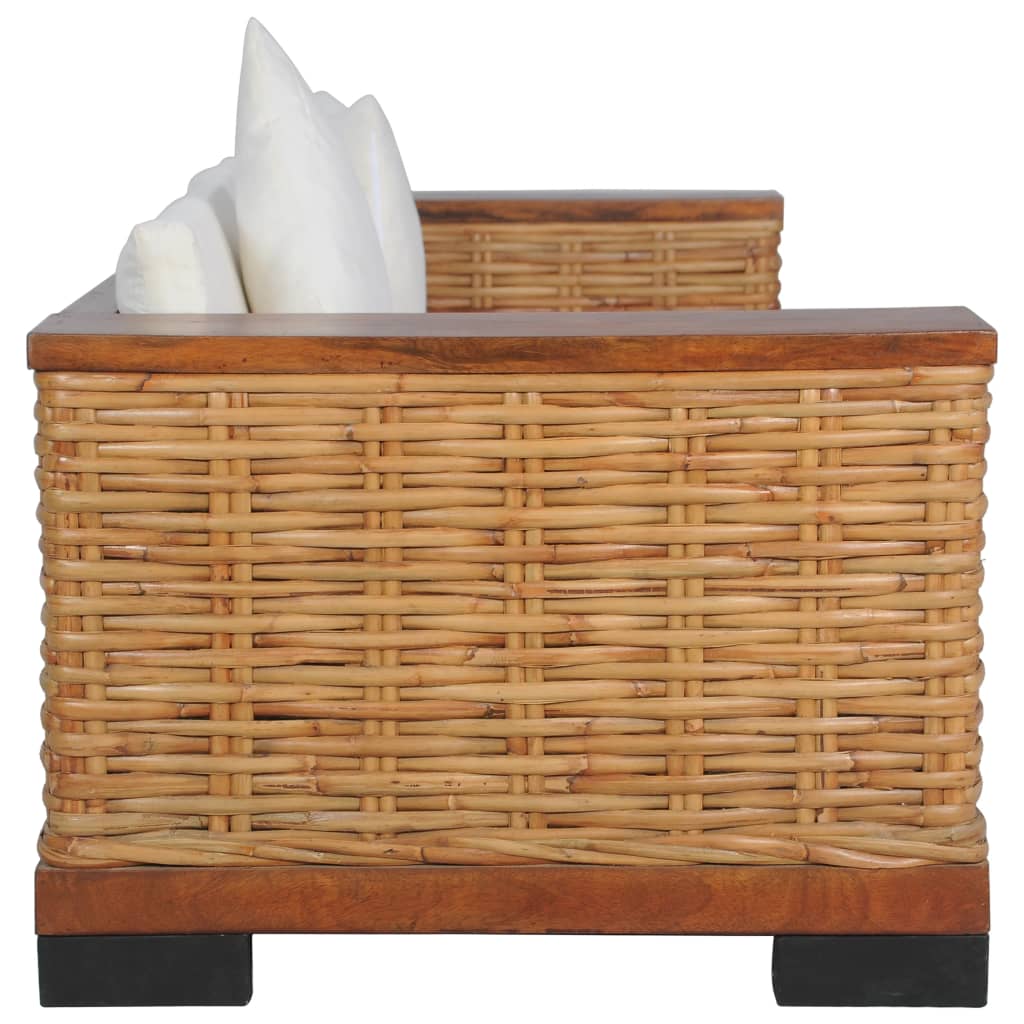 2 kom. Sjedeća garnitura s jastucima smeđi prirodni ratan