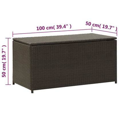 Garden box poly rattan 100x50x50 cm brown
